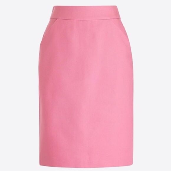 J. Crew Factory Barbie Pink Solid Double Serge Cotton Pencil Mini Skirt 10 - Picture 14 of 15